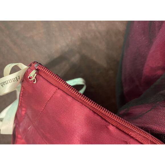 Burgundy Holiday Party Dress Black Tulle Rhinestone Sze 4 Whimsigoth Christmas - Picture 14 of 14